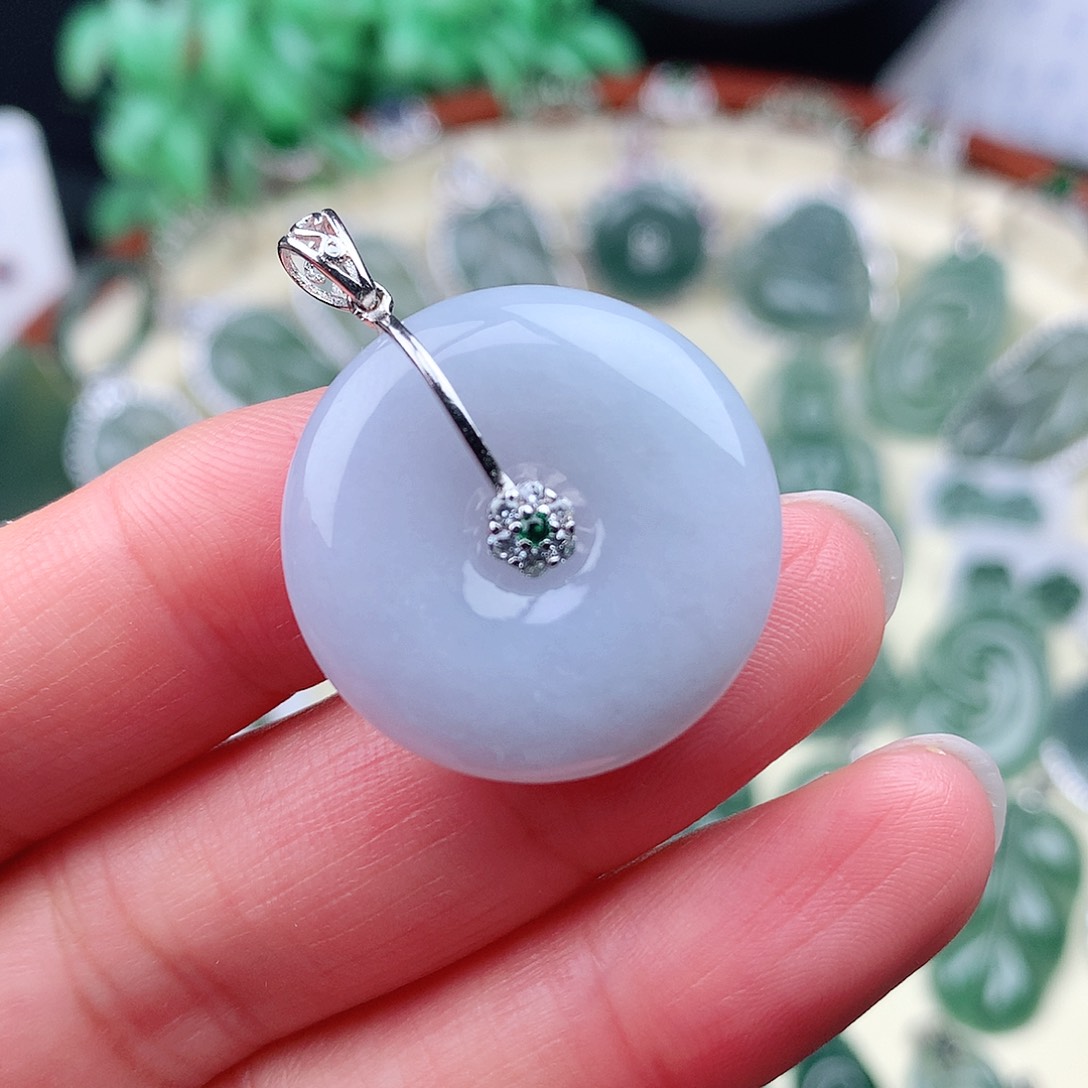 翡翠银S925镶嵌颈饰吊坠