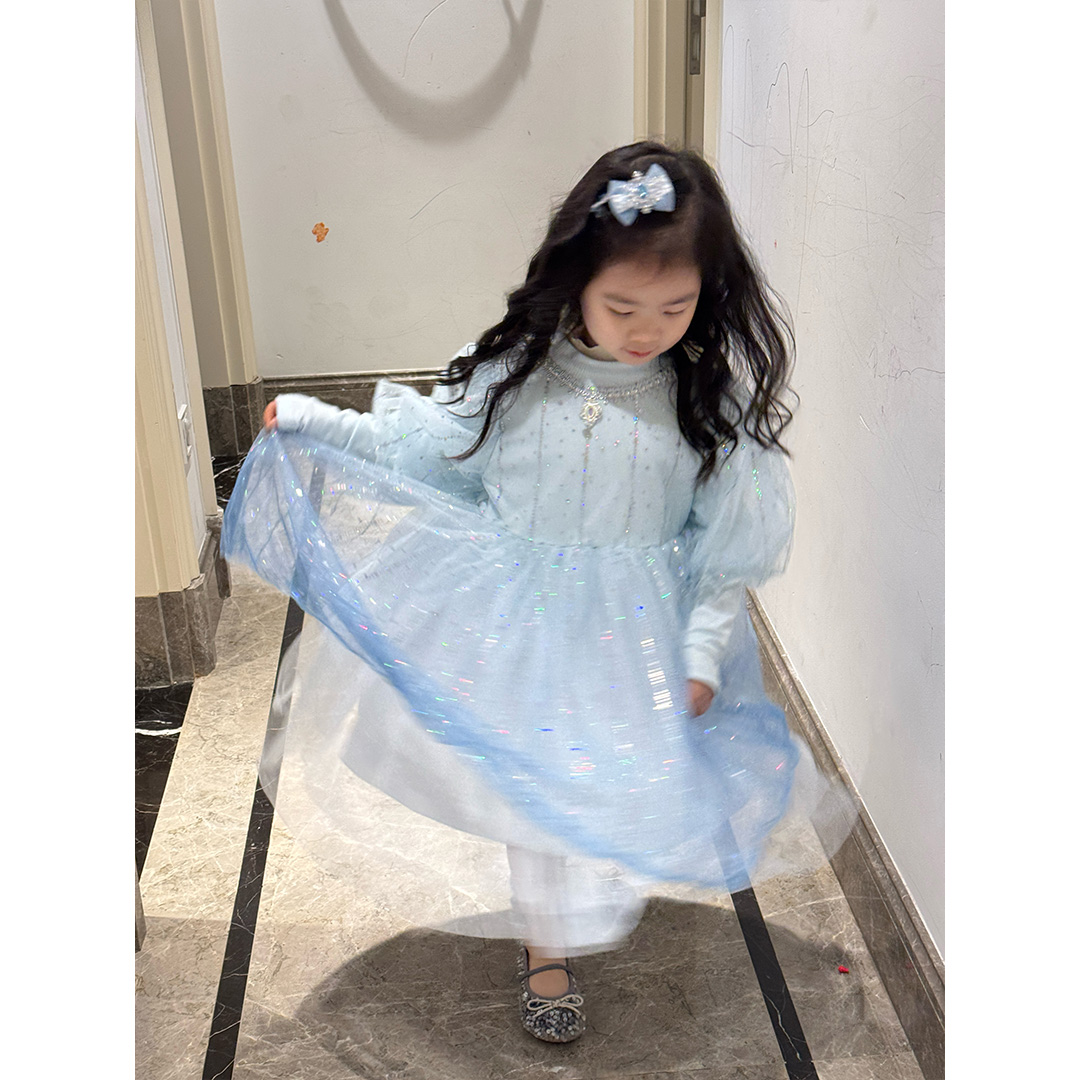 现【飞飞家】·冰雪城堡新款冬公主裙亮晶晶艾莎纱纱连衣裙  FF2522
