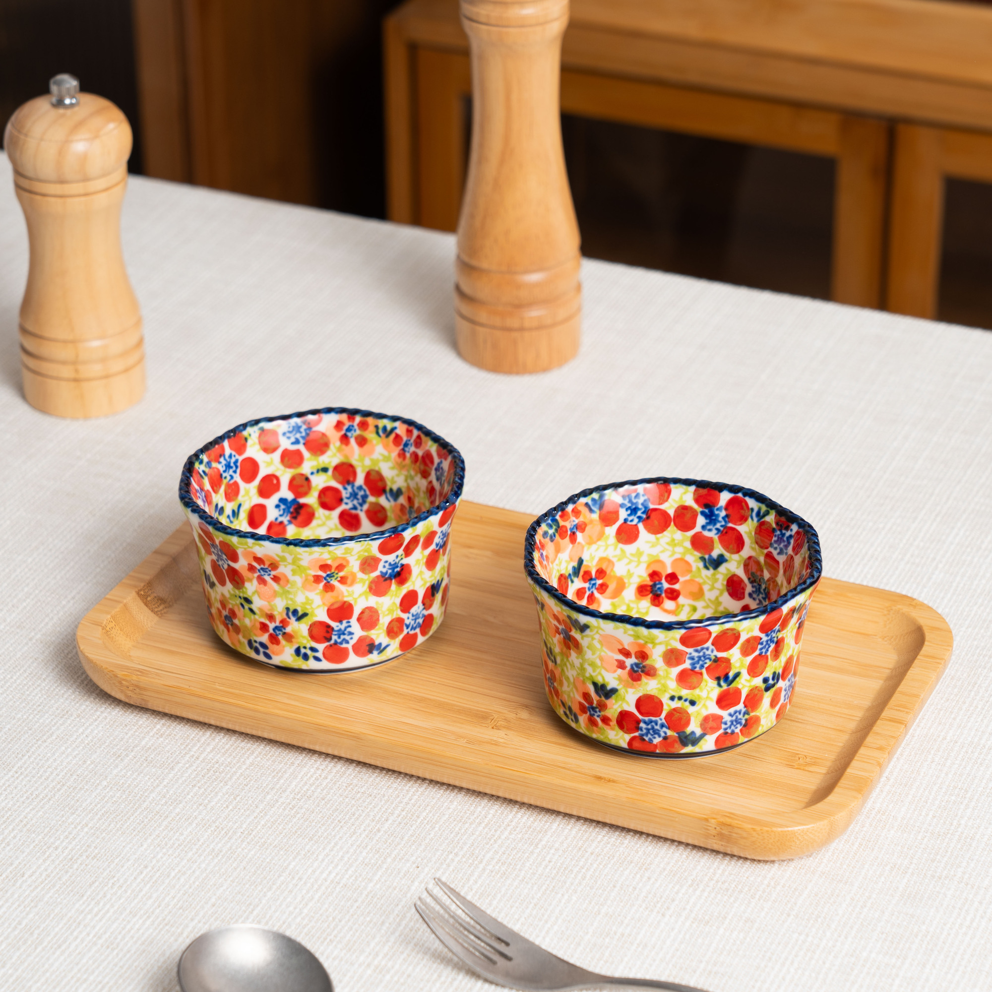 [美森专属]（两个装）手绘碧丝粉黛-4英寸多边烤碗