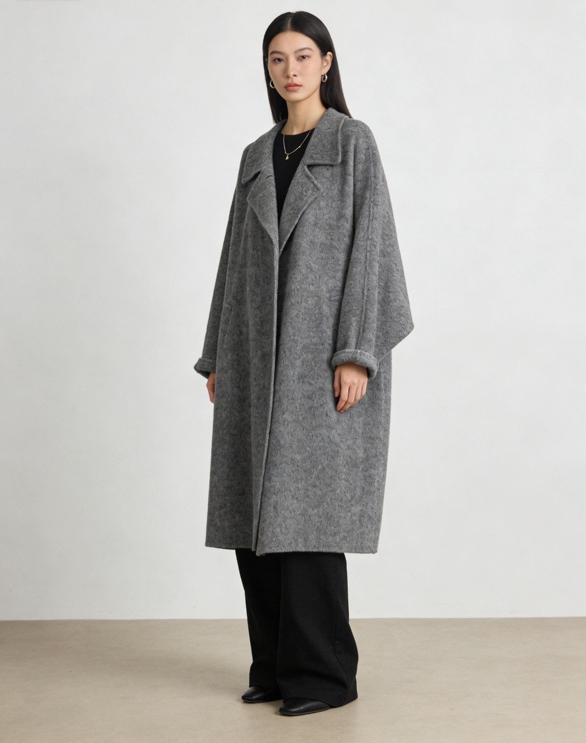 宽松大码小众时尚气质百搭轻奢定制设计师秋冬新款女士双面呢大衣