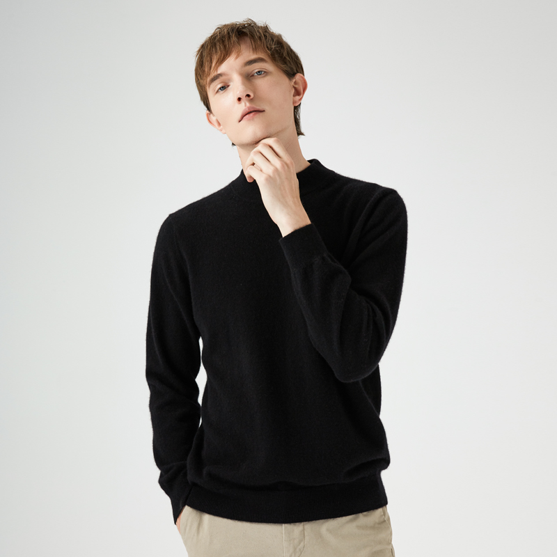 [叶可可]PAMIR秋冬男半高领针织长袖商务休闲羊绒衫 14046