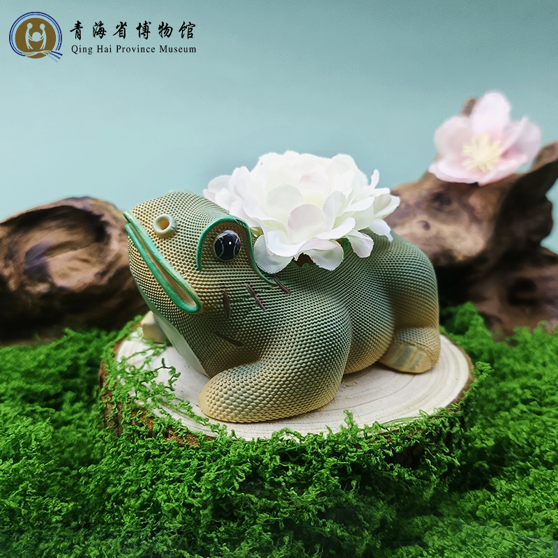 青海省博物馆 绿釉蟾蜍瓷洗创意家居装饰冰箱贴摆件