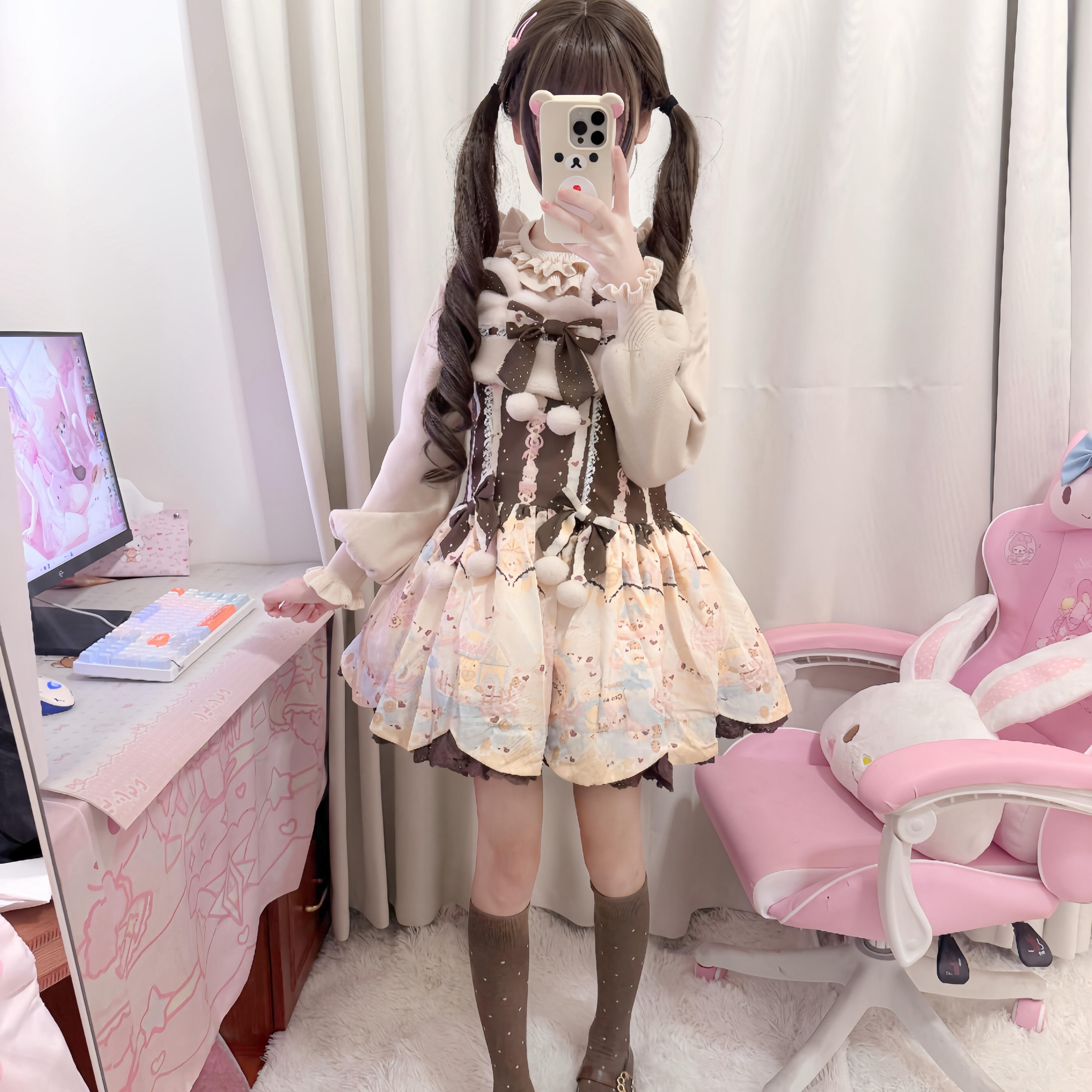 【次元生活馆】现货 -你算哪块小熊饼干-原创Lolita甜呲狗短背带