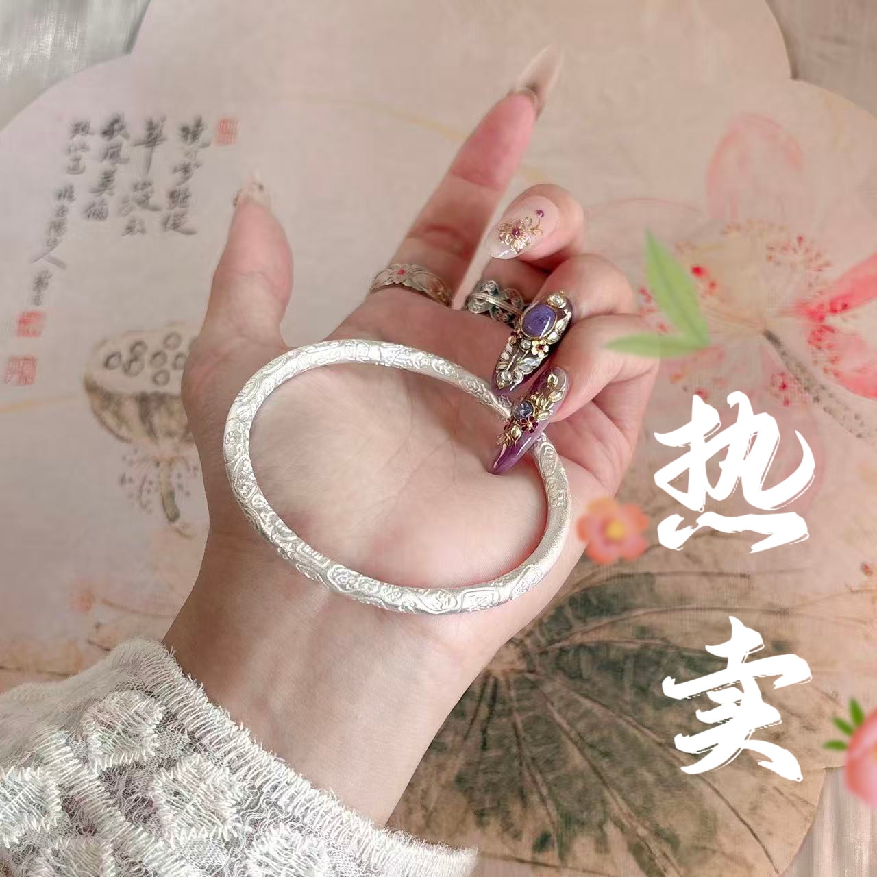 足银手镯 51号【官方正品】古法吉言招财猫【闭口】足银999.9足银手镯