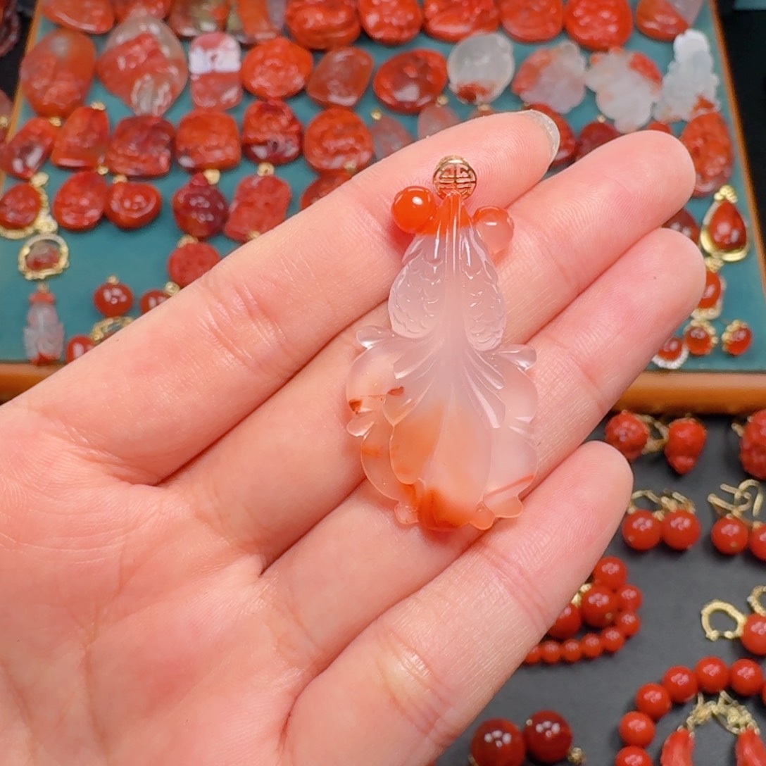 南红玛瑙南红18K金镶嵌