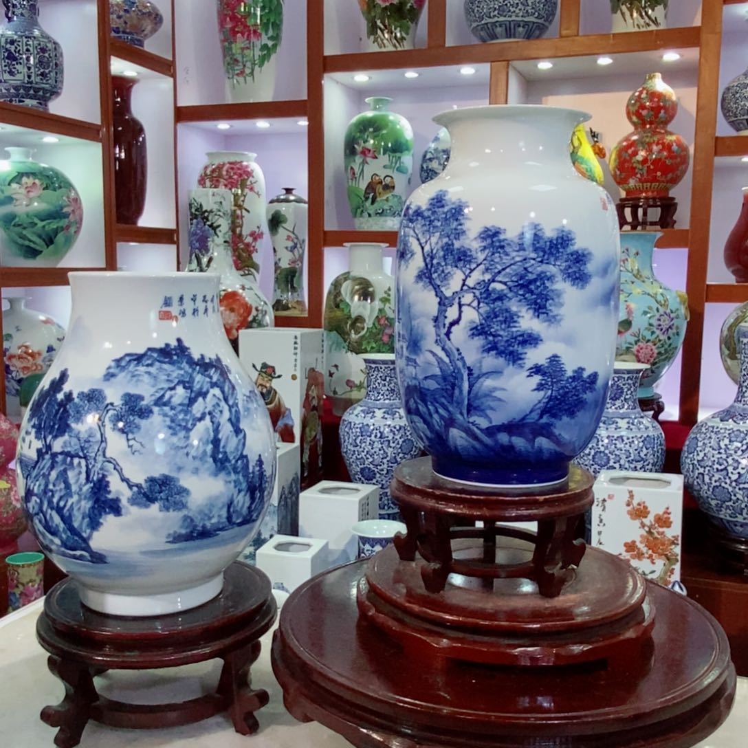 瓶＠***城青花瓷山水冬瓜