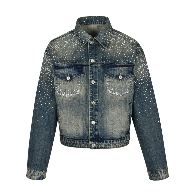 TOFFLI 短宽水钻牛仔夹克外套