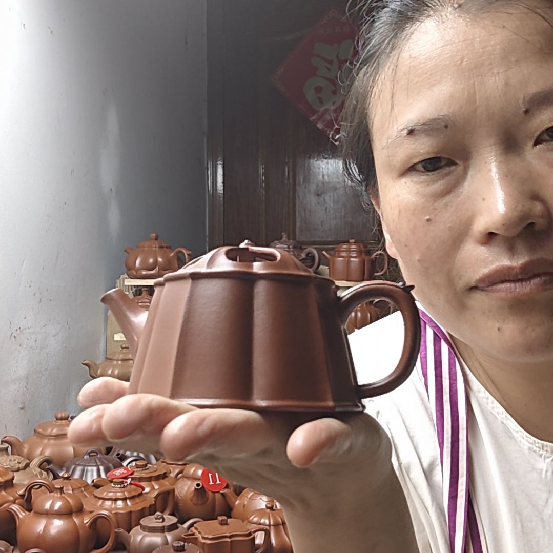 宜兴紫砂壶筋纹器半手工制作赵庄朱泥容量一佰伍十cc