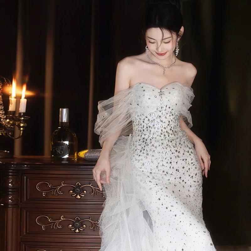 晚礼服裙法式敬酒订婚女重工鱼尾2025新款高级感高端轻奢小众婚纱