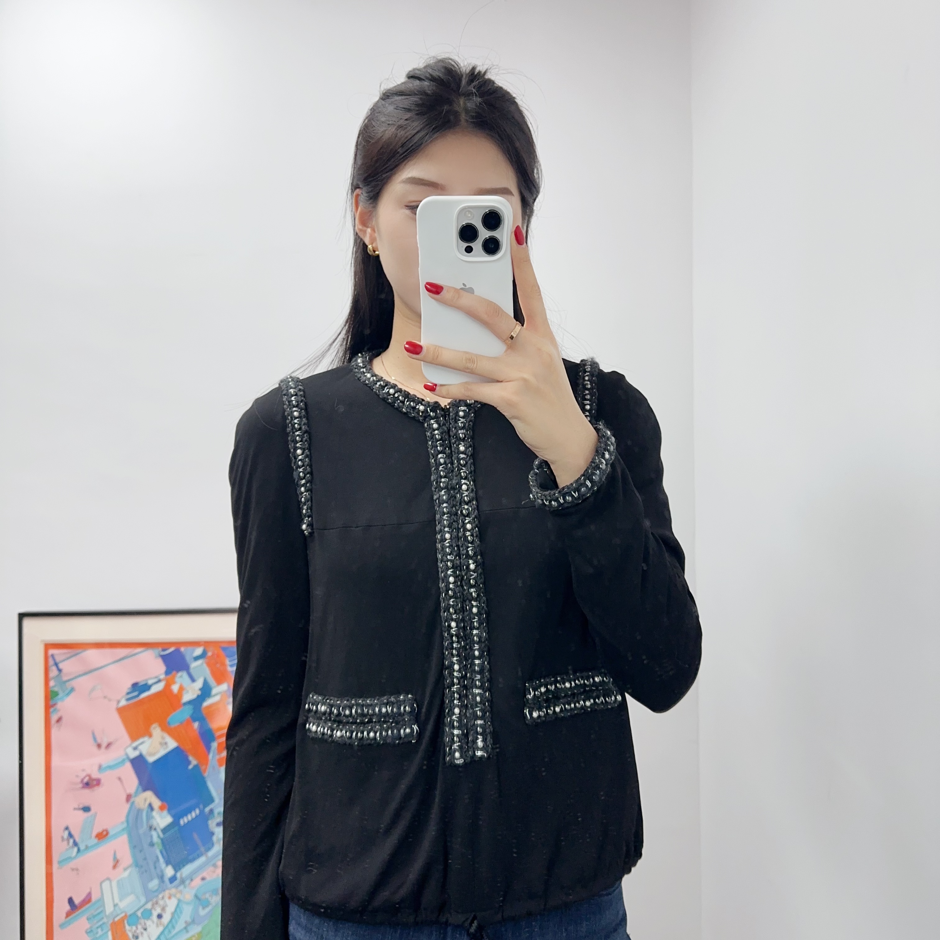 95新 Chanel/香奈儿  长袖珍珠衬衫38码 /251220LYP9U01