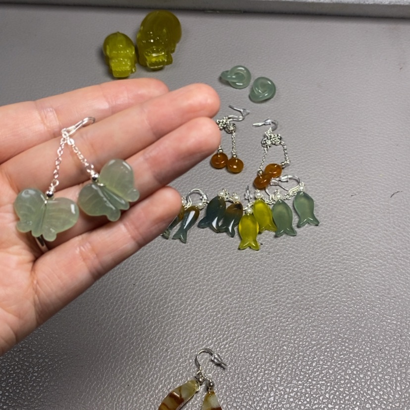 【闪购商品】蛇纹石玉未镶嵌挂件耳饰耳环项链