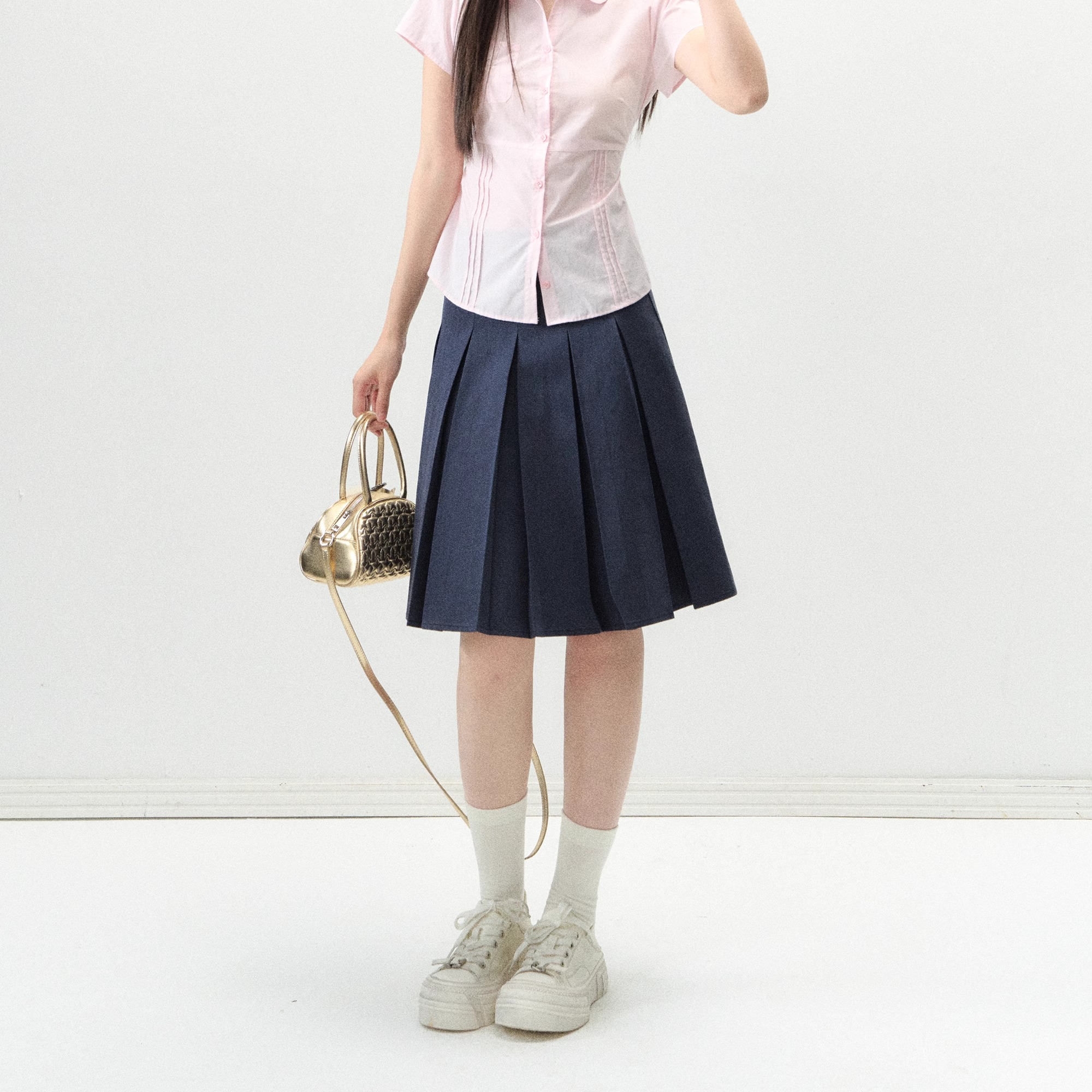ELEVEN SLEEP半身裙女夏季百搭裙子韩版学院风短裙高级a字百褶裙