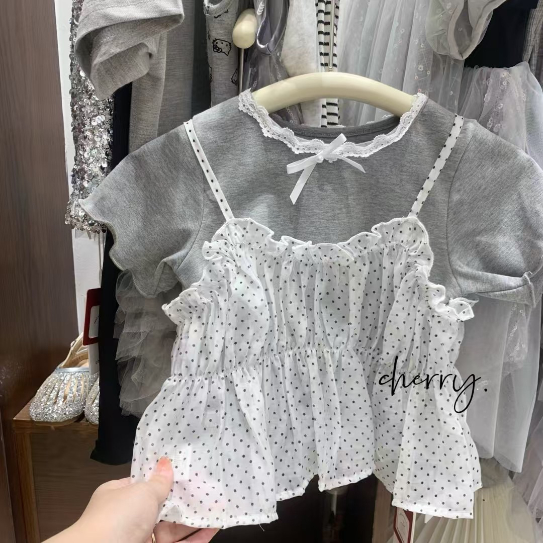 Cherry樱桃家25春小童女宝上衣两件套