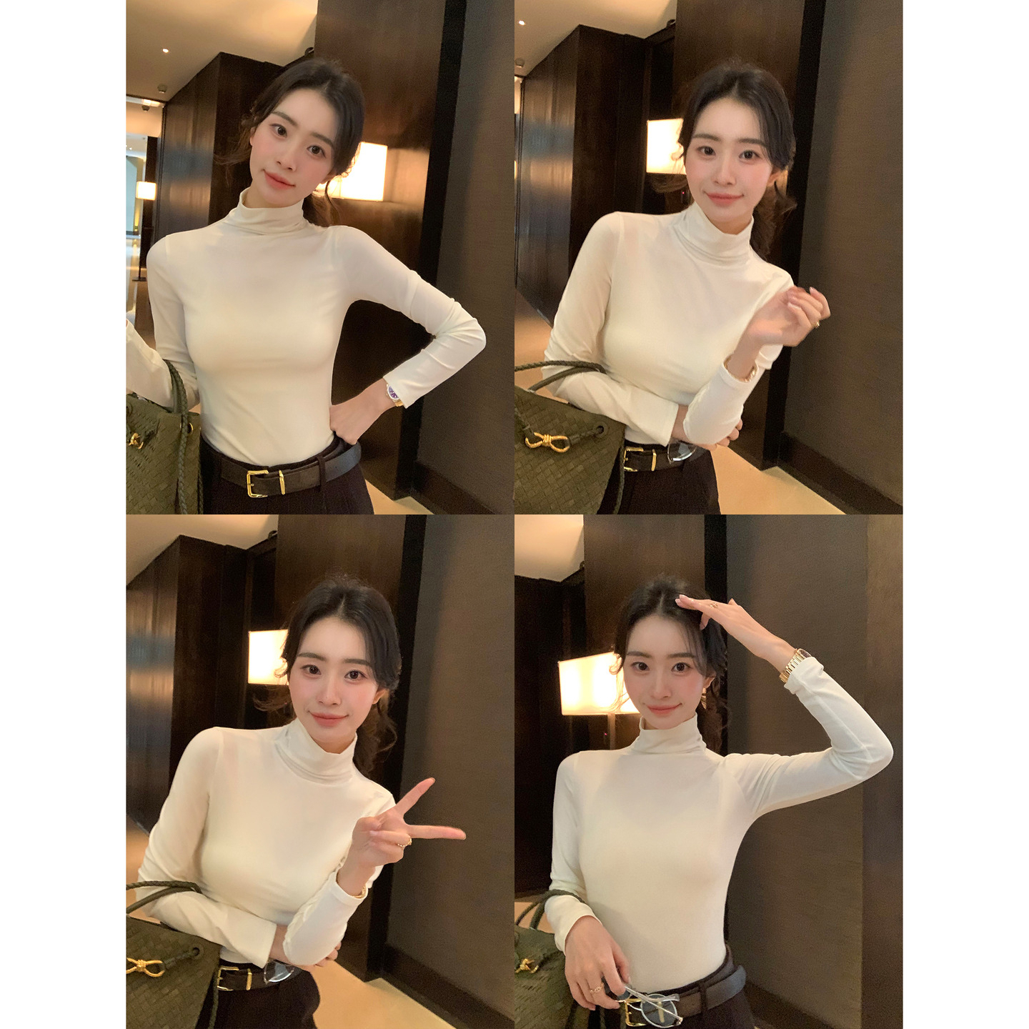 pusumede 柔软公式 天丝羊毛半高领针织衫女气质亲肤长袖打底上衣