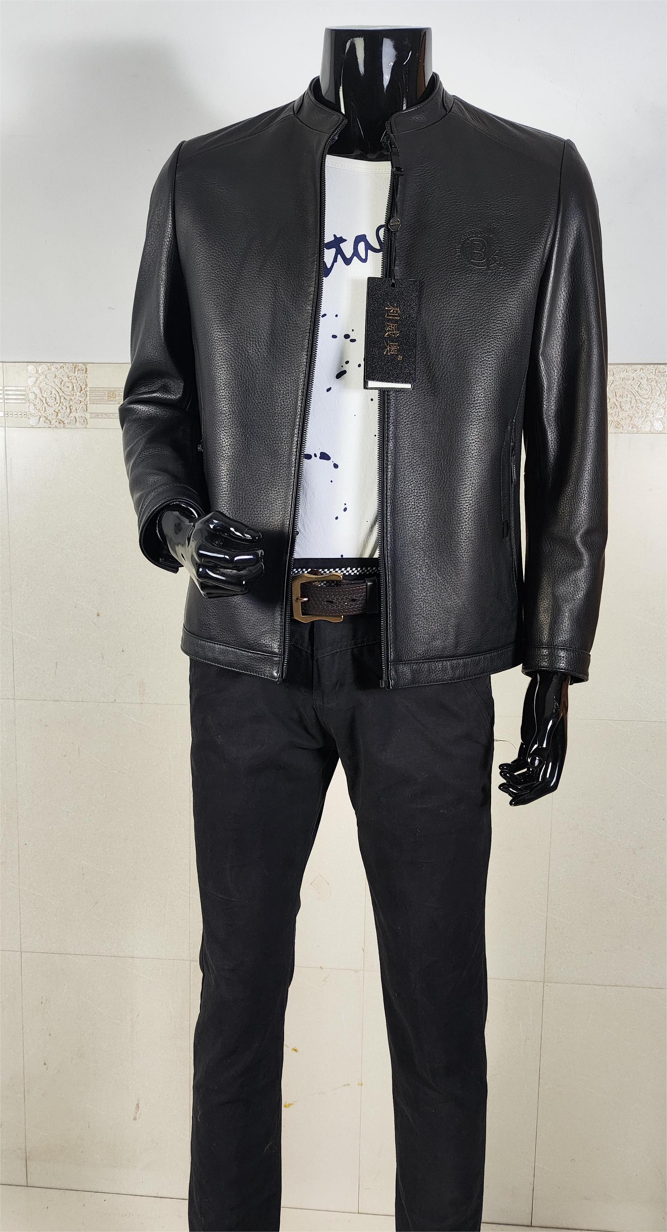 海宁头层真皮（绵羊皮）男装，库存货断码特价立领休闲秋冬男式