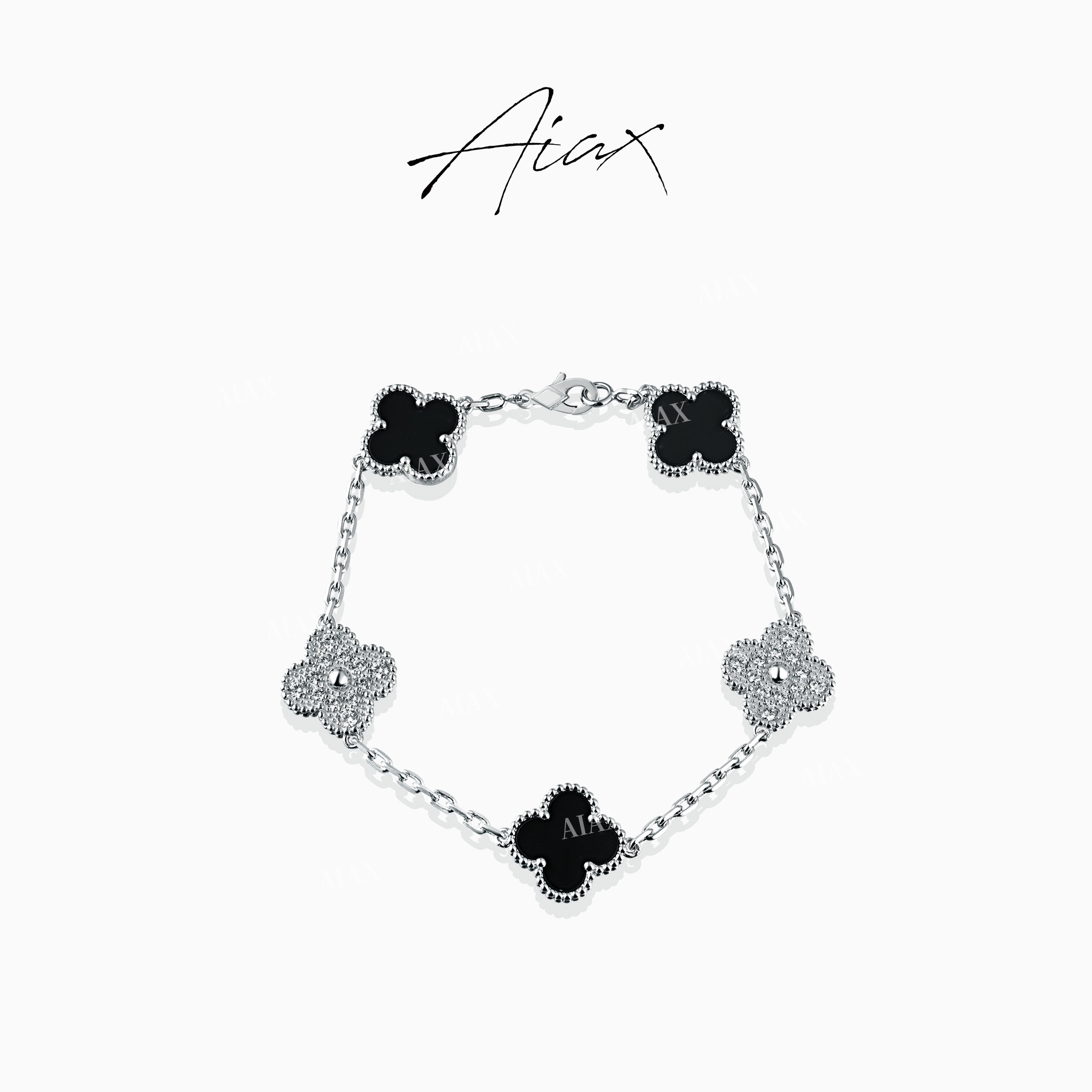 AIAX 925银 618 时尚百搭美拉德色系经典四叶手链TSS7204