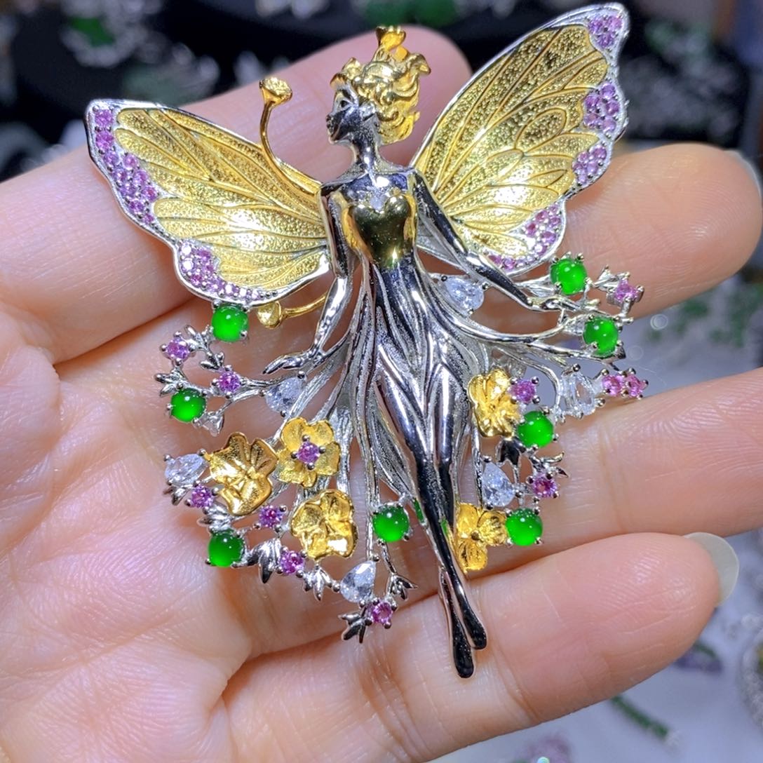 翡翠颈饰合金天然翡翠