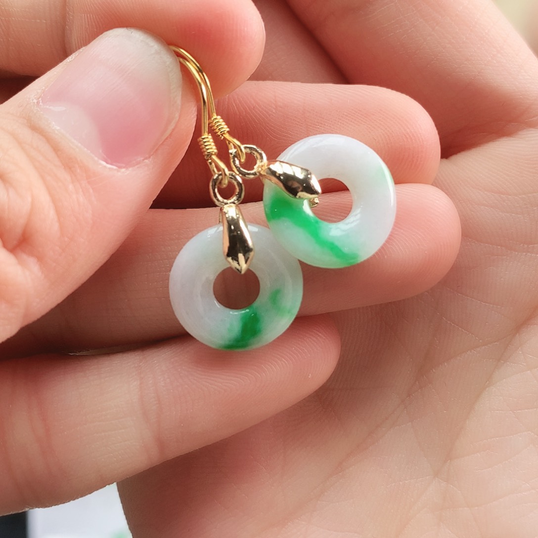 翡翠耳饰银S925镶嵌耳饰