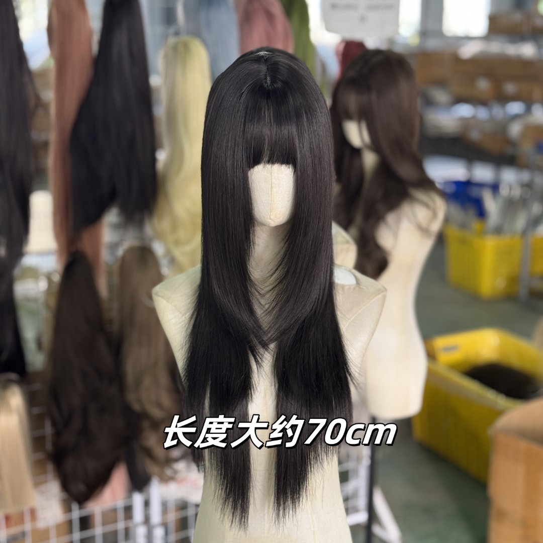 黑茶色升级版高层次直发韩系氛围感自然仿真女士假发全头套