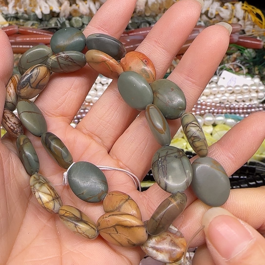 玛瑙/玉髓合金珠宝半成品毕加索石12mm一条