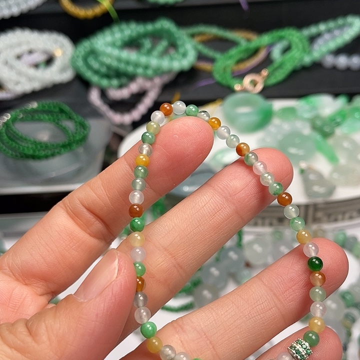 翡翠未镶嵌手链多宝手串