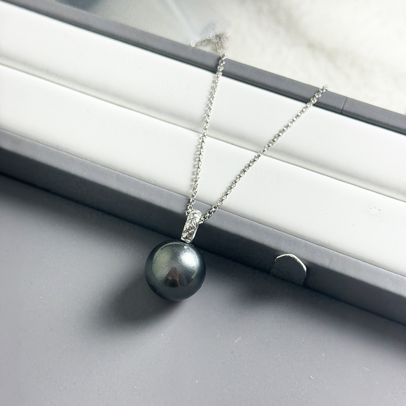 大溪地14mm+吊坠 海水珍珠S925银气质