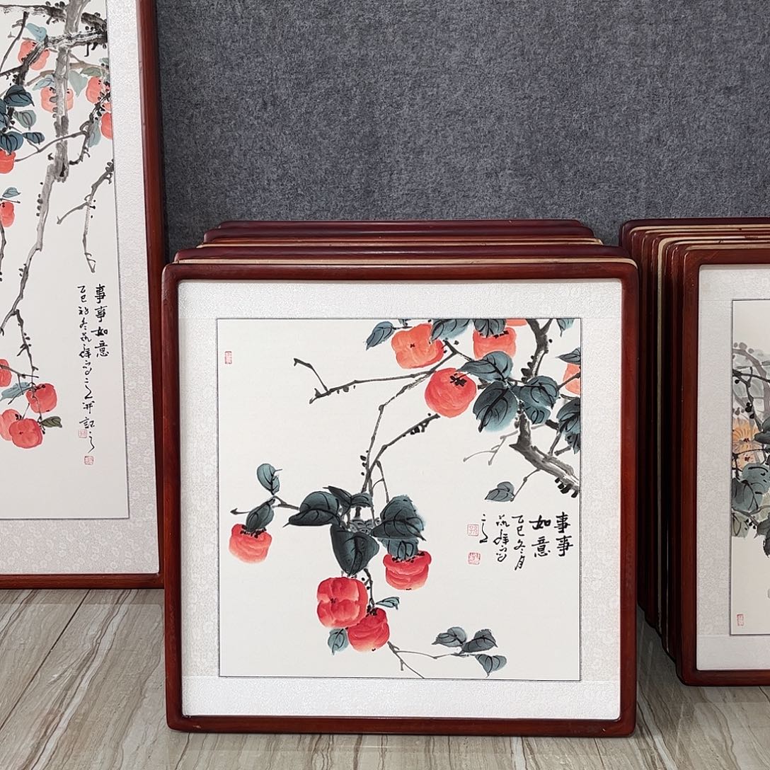国画书画作品带框63×63