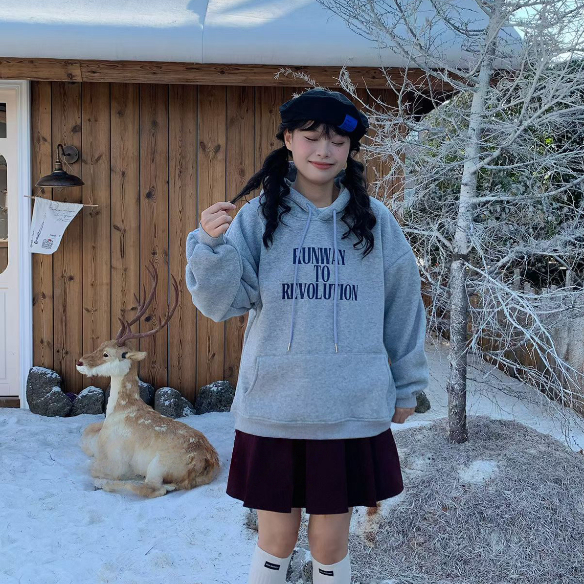 大个杨 加厚奥粒绒 帽子卫衣 9537