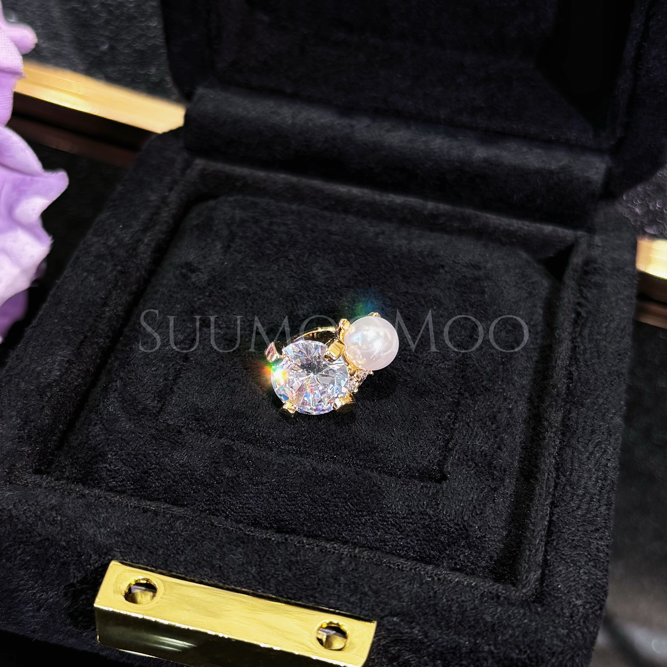 铜合金合成锆石耳饰 法式时尚大颗锆钻超闪耳骨夹