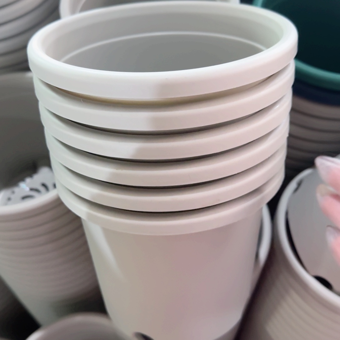 树脂四季盆2#无拖微瑕灰白13