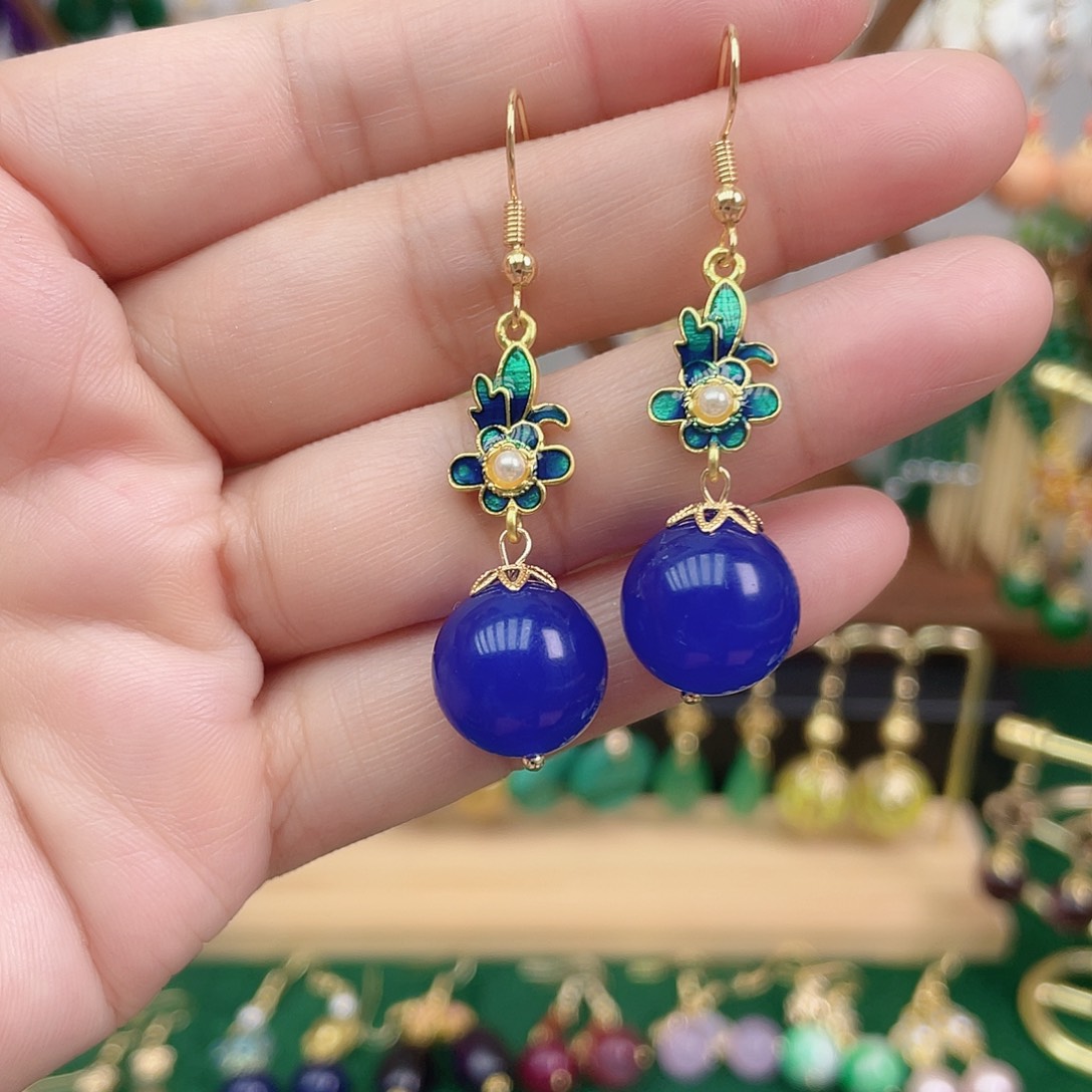 玛瑙/玉髓合金耳饰