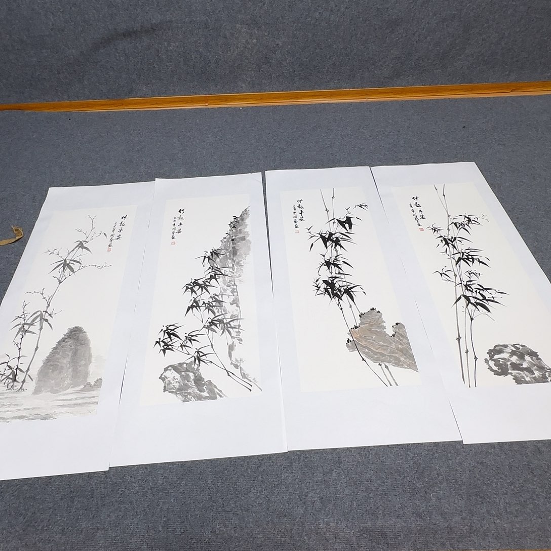 国画国画作品山水花鸟四条屏