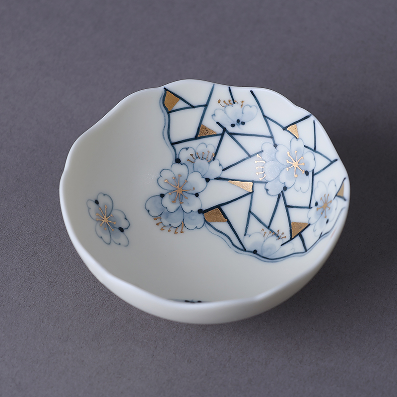 何白青花手绘傲骨凝香花口主人杯家用陶瓷茶杯斗笠杯中式功夫茶具