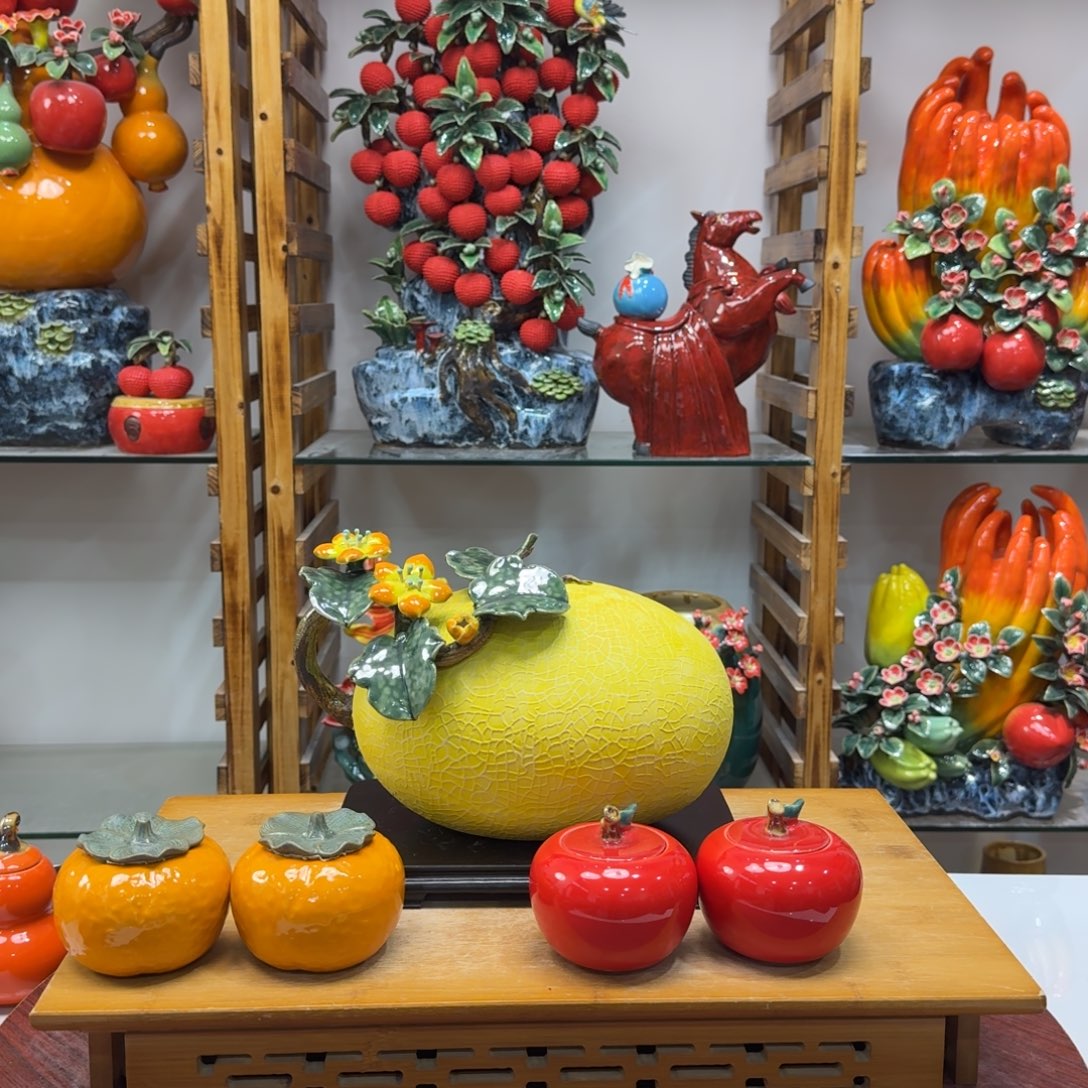 陶瓷哈密瓜送苹果橘子高21