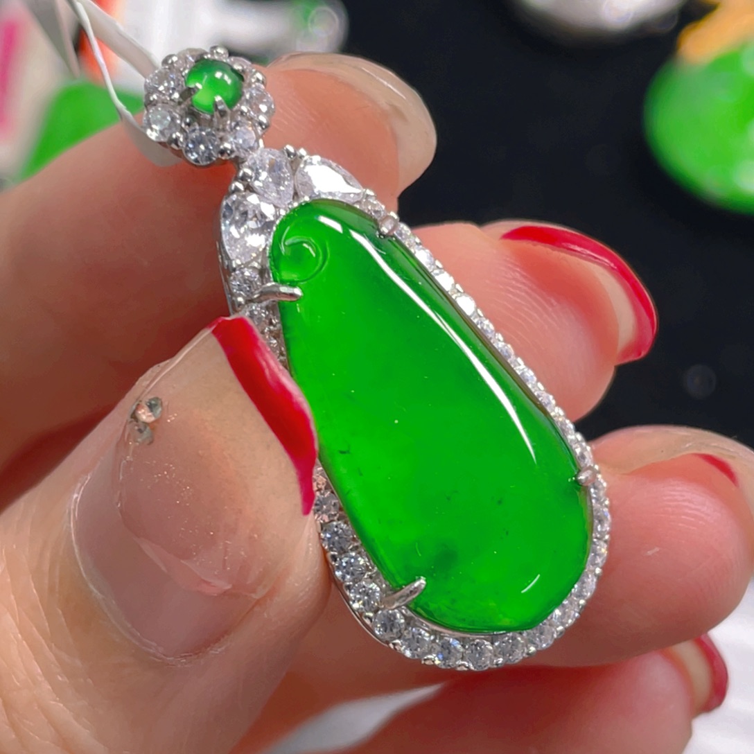 翡翠银S925镶嵌吊坠(不含链)