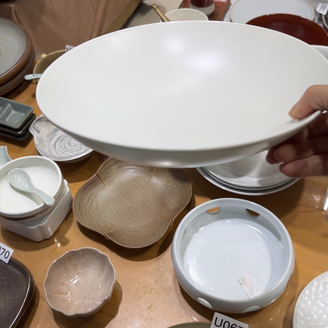 瓷景德镇粗陶复古盘碗微瑕