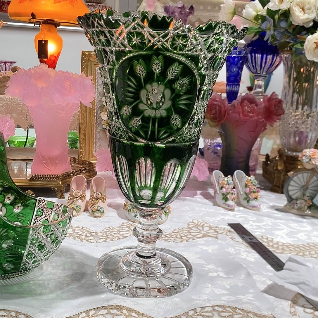 摆件德国水晶祖母绿高教花瓶