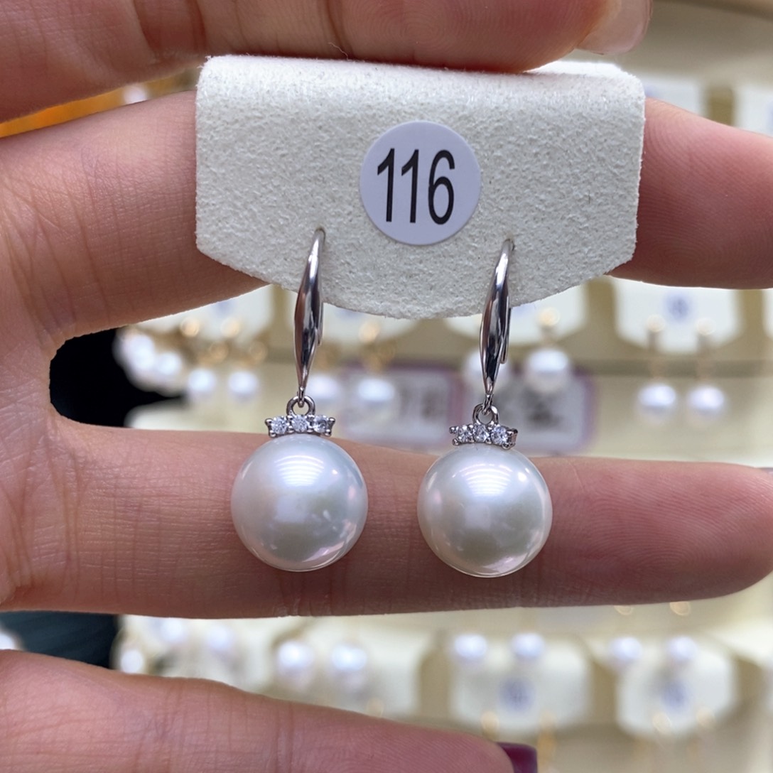 淡水珍珠耳饰银S925镶嵌