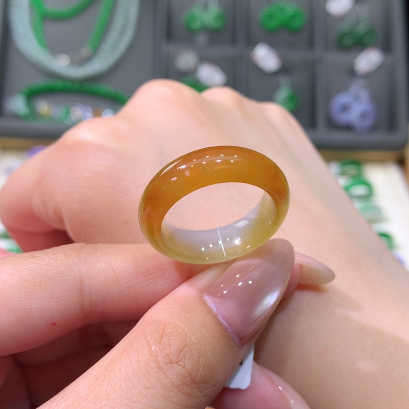 【闪购商品】翡翠戒指未镶嵌18号纯天然冰红黄翡