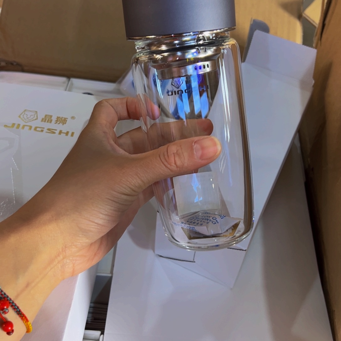 晶石单层烫手玻璃杯380灰色提环灰色玻璃杯