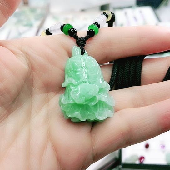 翡翠颈饰未镶嵌天然A货翡翠玉白菜吊坠