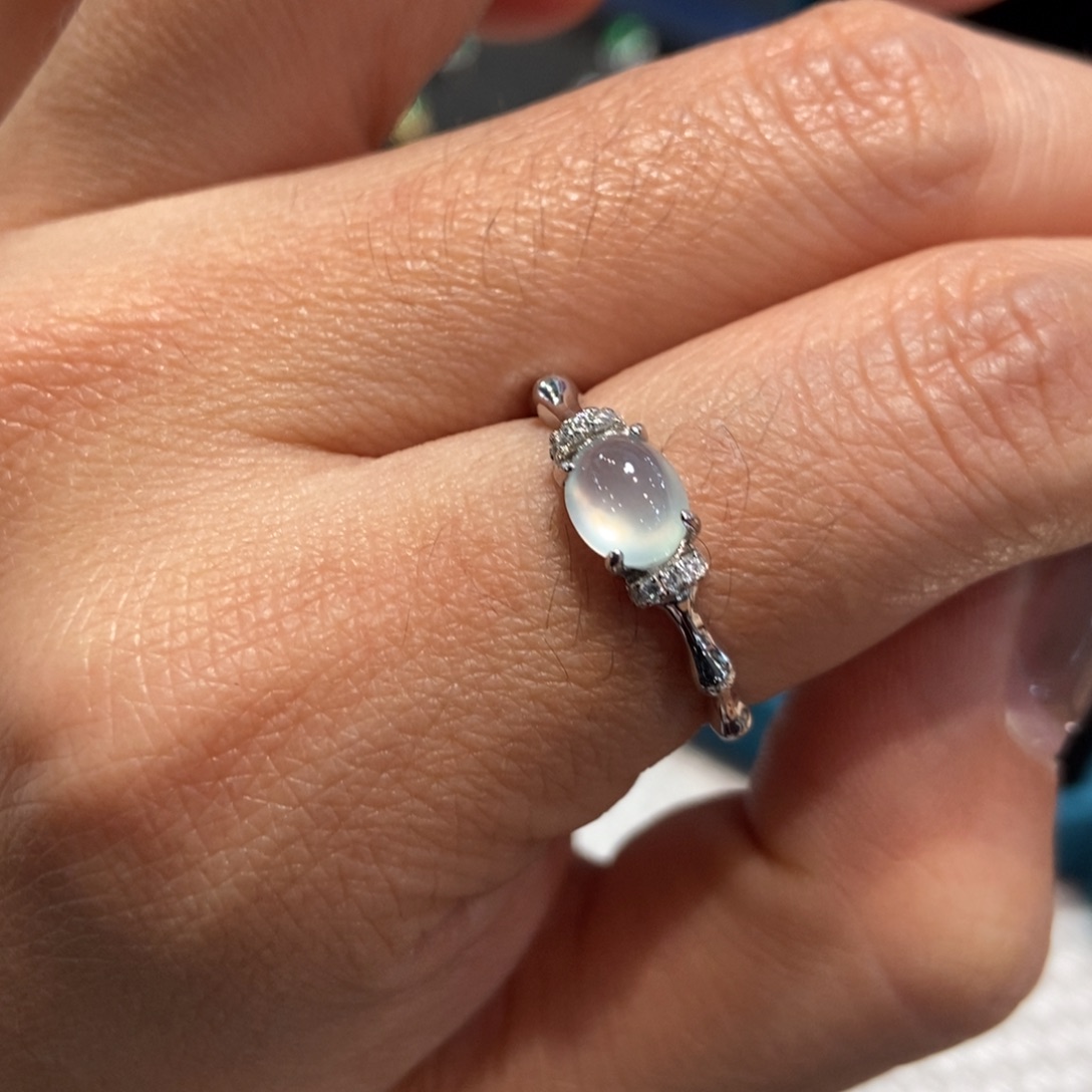 翡翠银S925镶嵌戒指天然缅甸