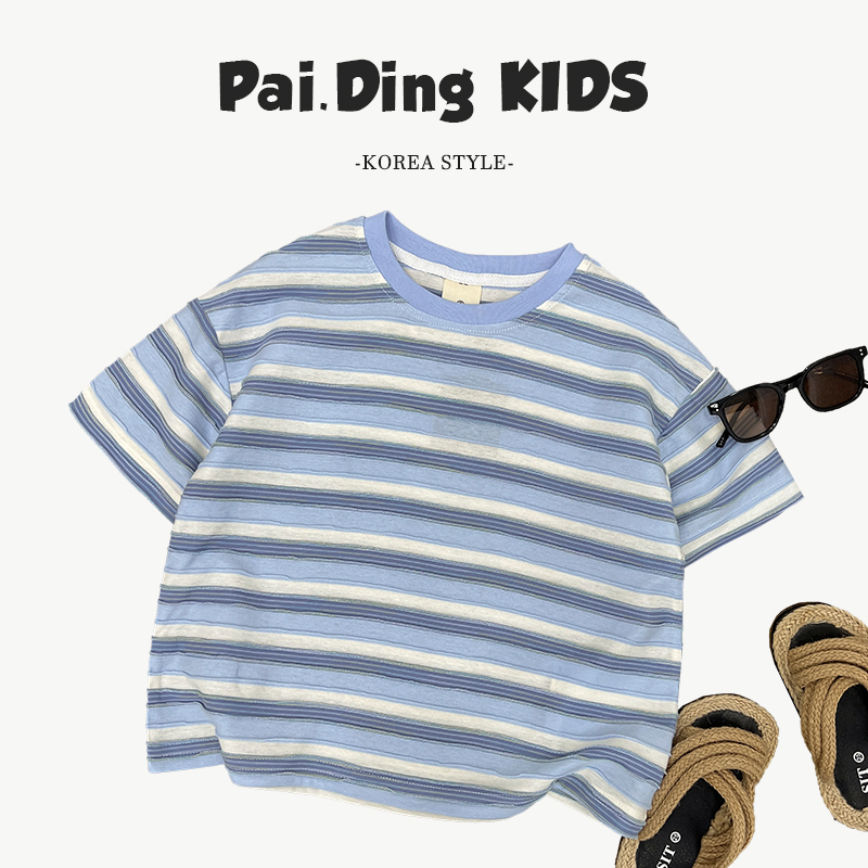 qc【兔小呗】夏装儿童韩版时尚小松圆领短袖T恤SJ5649-XX3