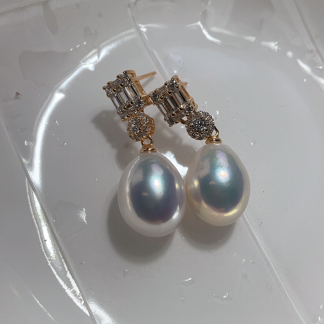 淡水珍珠耳饰银S925镶嵌