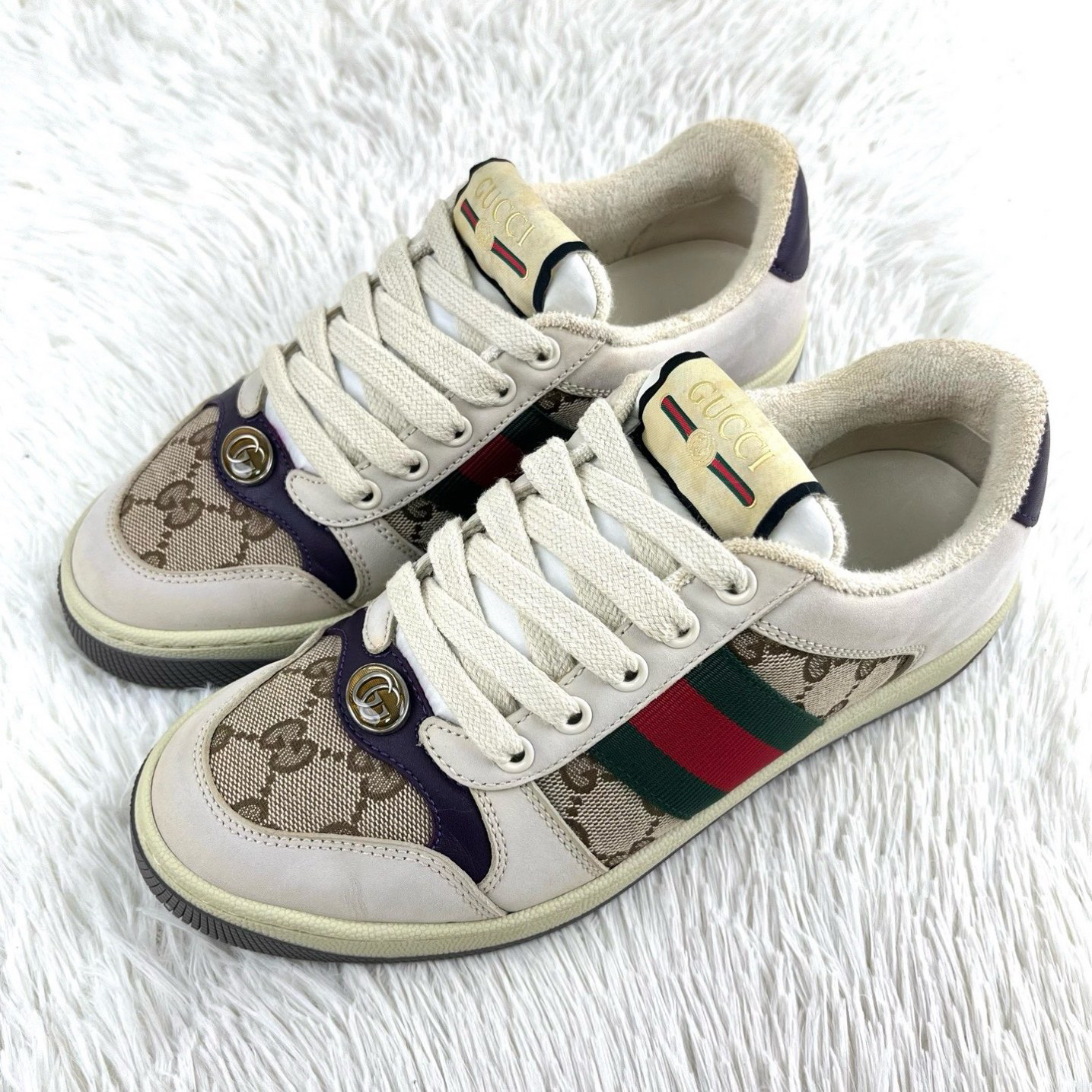 95新 GUCCI/古驰 GG珐琅乌木色脏脏鞋36码