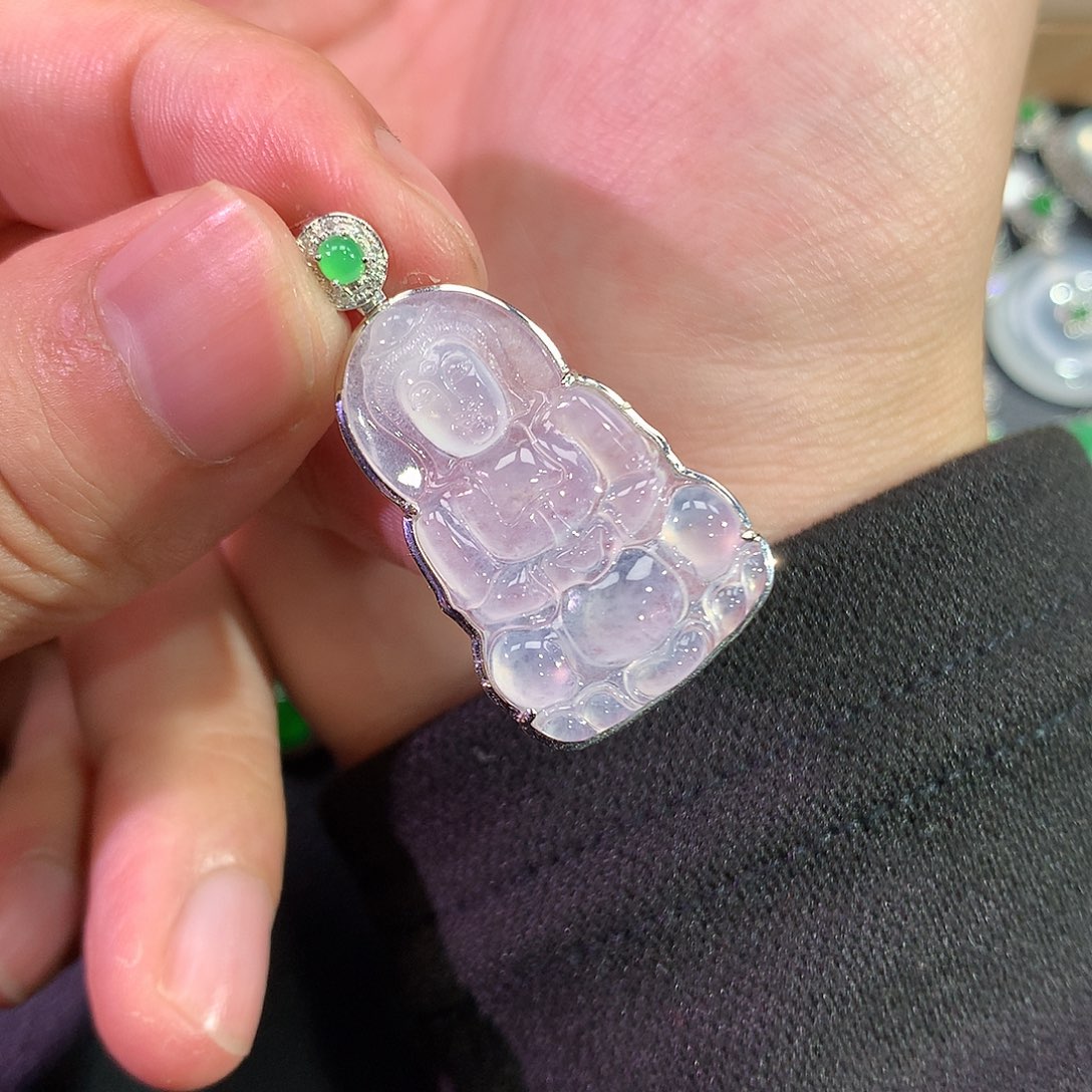 翡翠吊坠(赠链)18K金镶嵌