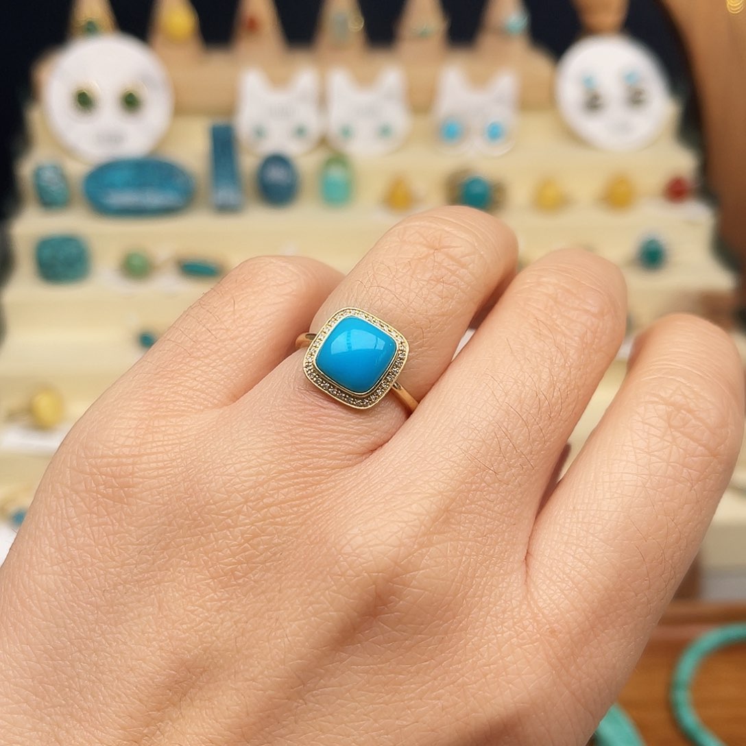 绿松石戒指18K金镶嵌女戒