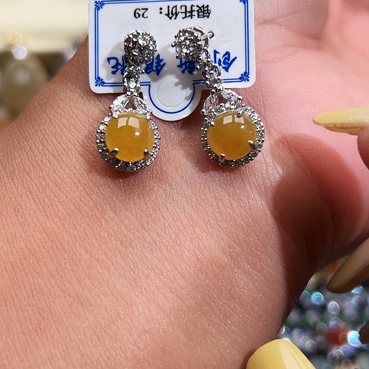 翡翠银S925镶嵌戒指缅甸天然A货翡翠耳钉