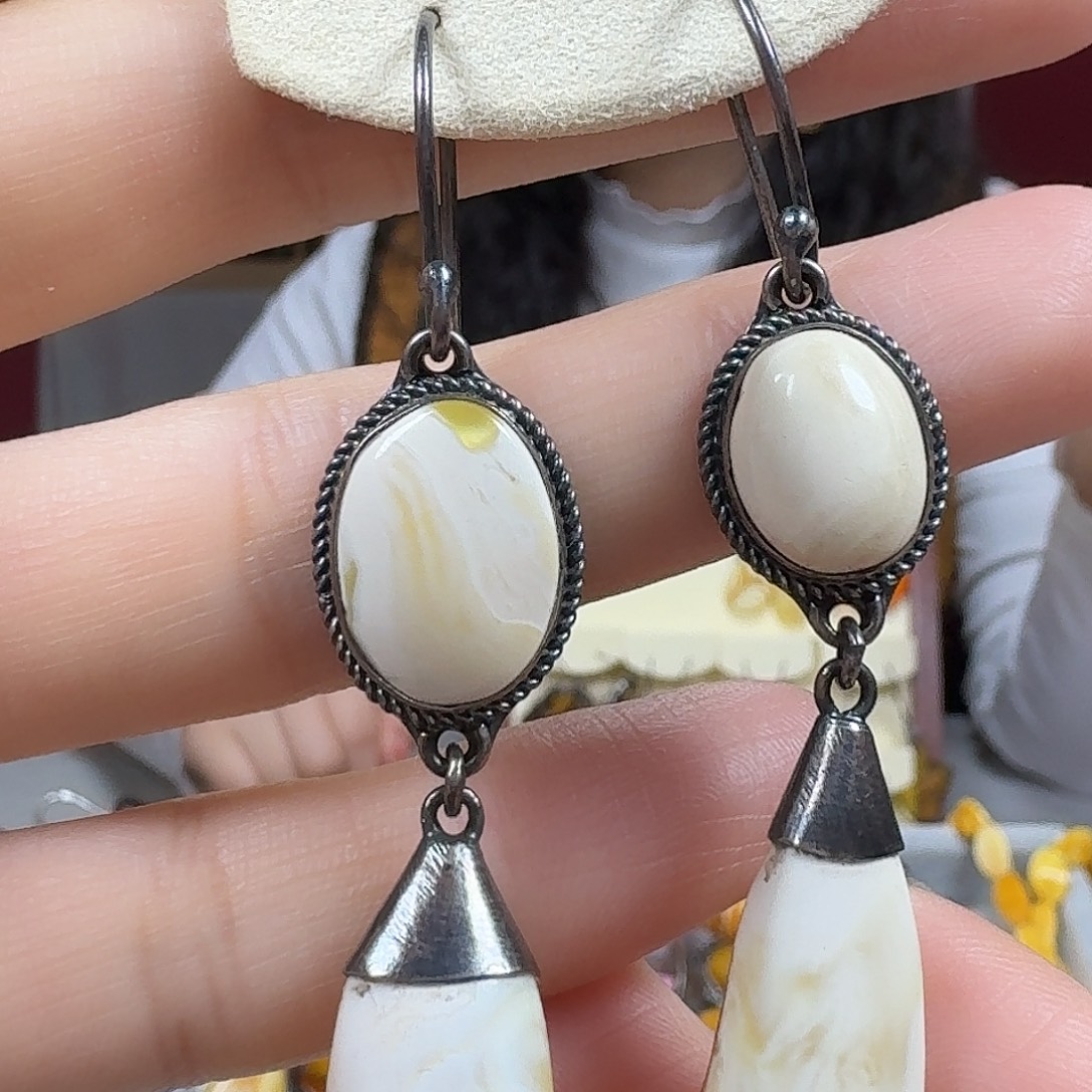 蜜蜡未镶嵌耳饰耳坠