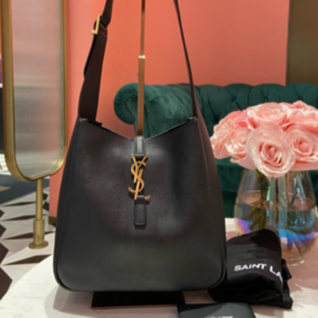 99新 YSL/圣罗兰 黑金hobo小号/腋下手提包